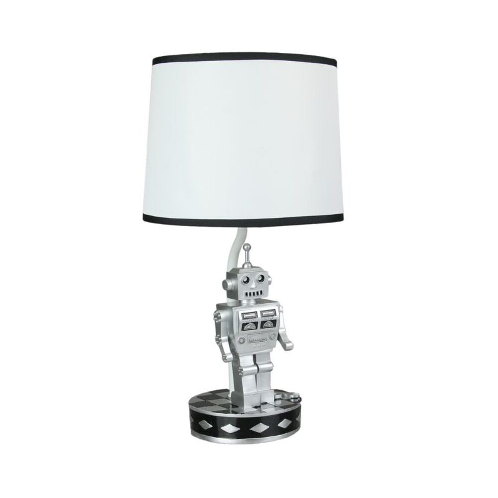 Retro 1960's Style Square Head Robot Sci-Fi Design Table Lamp With Shade